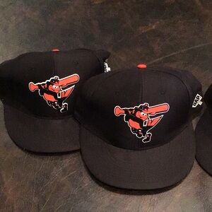Black Baseball Cap with Orange Batter Logo set of 2Orioles baseball hats new